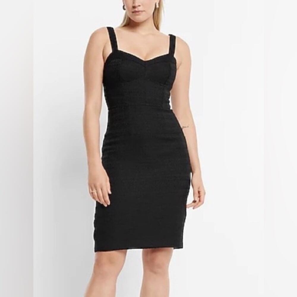 Express Black Tweed Sweetheart Sheath Dress | Size 4 | Lined Cocktail Classic